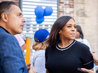 Maya Harris, sister of the current Vice President and Democratic candidate for President of the United States, Kamala Harris, arrives at a c...