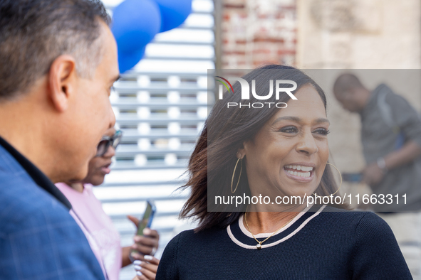 Maya Harris, sister of the current Vice President and Democratic candidate for President of the United States, Kamala Harris, arrives at a c...