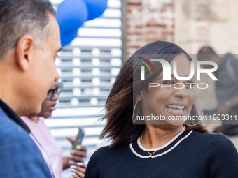 Maya Harris, sister of the current Vice President and Democratic candidate for President of the United States, Kamala Harris, arrives at a c...