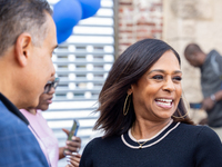 Maya Harris, sister of the current Vice President and Democratic candidate for President of the United States, Kamala Harris, arrives at a c...