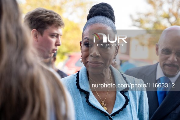 Actress and singer Sheryl Lee Ralph arrives at a campaign event in Philadelphia, Pennsylvania, United States, on October 13, 2024. 