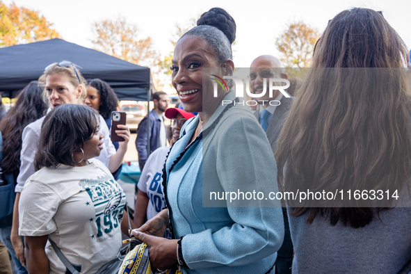 Actress and singer Sheryl Lee Ralph arrives at a campaign event in Philadelphia, Pennsylvania, United States, on October 13, 2024. 