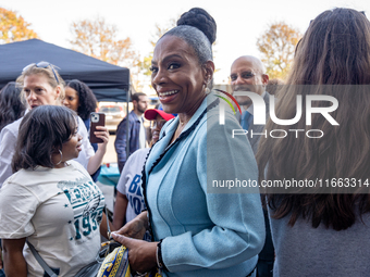 Actress and singer Sheryl Lee Ralph arrives at a campaign event in Philadelphia, Pennsylvania, United States, on October 13, 2024. (