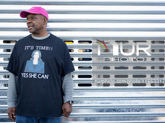 Harris-Walz campaign volunteer Martin Jones poses for a photo outside a campaign event in Philadelphia, Pennsylvania, United States, on Octo...