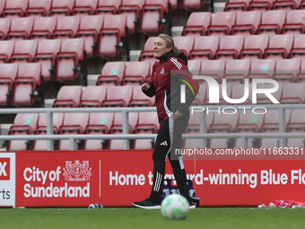 Newcastle United Women's manager Beck Langley is present during the FA Women's Championship match between Sunderland and Newcastle United at...