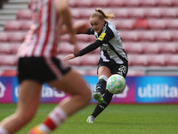 Beth Lumsden of Newcastle shoots and scores their first goal during the FA Women's Championship match between Sunderland and Newcastle Unite...