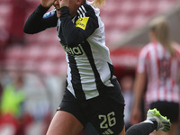 Beth Lumsden celebrates after scoring Newcastle's first goal during the FA Women's Championship match between Sunderland and Newcastle Unite...