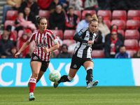 Jasmine McQuade of Newcastle competes with Natasha Fenton of Sunderland during the FA Women's Championship match between Sunderland and Newc...