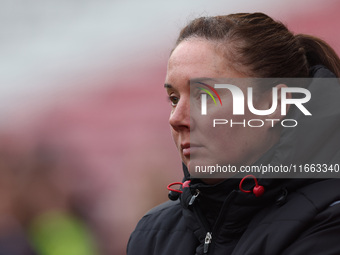 Sunderland manager Melanie Reay is present during the FA Women's Championship match between Sunderland and Newcastle United at the Stadium O...