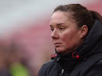 Sunderland manager Melanie Reay is present during the FA Women's Championship match between Sunderland and Newcastle United at the Stadium O...