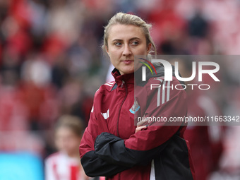 Newcastle United Women's manager Beck Langley is present during the FA Women's Championship match between Sunderland and Newcastle United at...