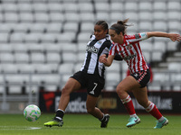 Newcastle's Shania Hayles battles for possession with Sunderland's Natasha Fenton during the FA Women's Championship match between Sunderlan...