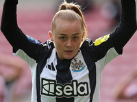 Beth Lumsden gestures to Newcastle's fans during the FA Women's Championship match between Sunderland and Newcastle United at the Stadium Of...