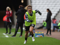 Lois Joel warms up during the FA Women's Championship match between Sunderland and Newcastle United at the Stadium Of Light in Sunderland, E...