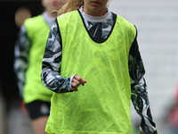 Amy Andrews warms up during the FA Women's Championship match between Sunderland and Newcastle United at the Stadium Of Light in Sunderland,...