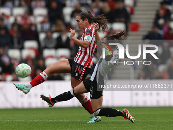 Natasha Fenton of Sunderland battles with Amber Keegan-Stobbs of Newcastle during the FA Women's Championship match between Sunderland and N...