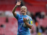 Claudia Moan waves to Newcastle's fans after their 2-1 win in the FA Women's Championship match between Sunderland and Newcastle United at t...