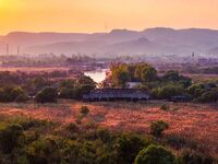 In Weinan, China, on October 13, 2024, the photo shows the Qiachuan wetland in the Yellow River in Weinan city, Shaanxi province, China. (