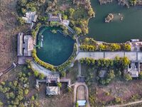 In Weinan, China, on October 13, 2024, the photo shows the Qiachuan wetland in the Yellow River in Weinan city, Shaanxi province, China. (