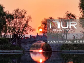 In Weinan, China, on October 13, 2024, the photo shows the Qiachuan wetland in the Yellow River in Weinan city, Shaanxi province, China. (