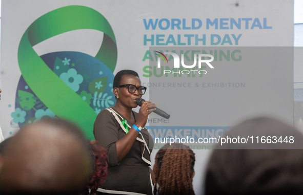 Morenikeji Olaniyi-Agboola, Assistant Director of Nursing at the Federal Neuro-Psychiatric Hospital, Yaba, and a panelist, speaks during the...