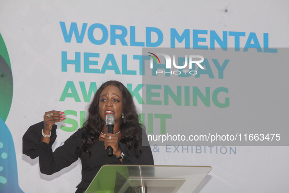 Eniola Bello, founder of Mindsplace and convener of the World Mental Health Day Awakening Summit, speaks during the summit to discuss ''Ment...