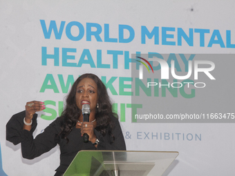 Eniola Bello, founder of Mindsplace and convener of the World Mental Health Day Awakening Summit, speaks during the summit to discuss ''Ment...