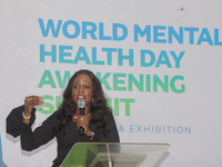 Eniola Bello, founder of Mindsplace and convener of the World Mental Health Day Awakening Summit, speaks during the summit to discuss ''Ment...