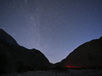 In Hejing, China, on October 13, 2024, Kerguti Scenic Area is under the starry sky. (