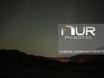 In Hejing, China, on October 13, 2024, Kerguti Scenic Area is under the starry sky. (