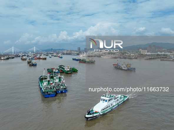 An anti-smuggling brigade carries out a maritime patrol and law enforcement operation in Zhoushan, China, on October 14, 2024. 