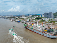 An anti-smuggling brigade carries out a maritime patrol and law enforcement operation in Zhoushan, China, on October 14, 2024. (