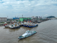 An anti-smuggling brigade carries out a maritime patrol and law enforcement operation in Zhoushan, China, on October 14, 2024. (