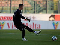 Dumitru Celeadnic, goalkeeper of Moldova, is in action during the UEFA Nations League, League D, Group D2 soccer match between Malta and Mol...