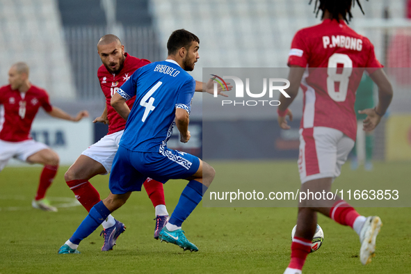 Vladislav Babogio of Moldova is in action during the UEFA Nations League, League D, Group D2 soccer match between Malta and Moldova at the N...