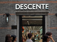 A flagship store of the DESCENTE sportswear brand is seen in Shanghai, China, on October 14, 2024. (