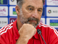 Kuwait team head coach Juan Pizzi attends a press conference at Jassim Bin Hamad Stadium in Doha, Qatar, on October 14, 2024, ahead of the F...