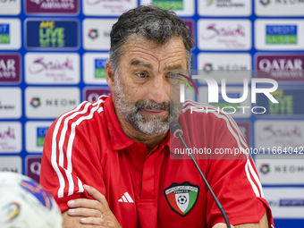 Kuwait team head coach Juan Pizzi attends a press conference at Jassim Bin Hamad Stadium in Doha, Qatar, on October 14, 2024, ahead of the F...