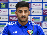 Kuwait team player Redha Abujabarah attends a press conference at Jassim Bin Hamad Stadium in Doha, Qatar, on October 14, 2024, ahead of the...