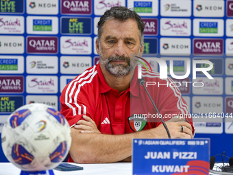 Kuwait team head coach Juan Pizzi attends a press conference at Jassim Bin Hamad Stadium in Doha, Qatar, on October 14, 2024, ahead of the F...