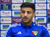 Kuwait team player Redha Abujabarah attends a press conference at Jassim Bin Hamad Stadium in Doha, Qatar, on October 14, 2024, ahead of the...