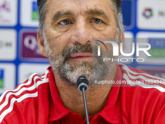 Kuwait team head coach Juan Pizzi attends a press conference at Jassim Bin Hamad Stadium in Doha, Qatar, on October 14, 2024, ahead of the F...