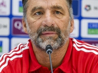 Kuwait team head coach Juan Pizzi attends a press conference at Jassim Bin Hamad Stadium in Doha, Qatar, on October 14, 2024, ahead of the F...