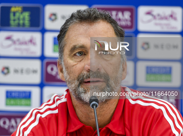 Kuwait team head coach Juan Pizzi attends a press conference at Jassim Bin Hamad Stadium in Doha, Qatar, on October 14, 2024, ahead of the F...