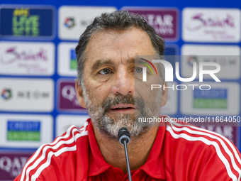 Kuwait team head coach Juan Pizzi attends a press conference at Jassim Bin Hamad Stadium in Doha, Qatar, on October 14, 2024, ahead of the F...