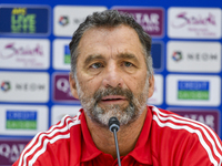 Kuwait team head coach Juan Pizzi attends a press conference at Jassim Bin Hamad Stadium in Doha, Qatar, on October 14, 2024, ahead of the F...