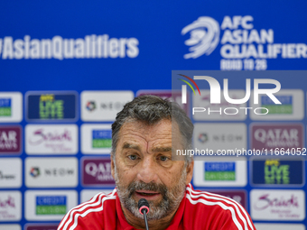 Kuwait team head coach Juan Pizzi attends a press conference at Jassim Bin Hamad Stadium in Doha, Qatar, on October 14, 2024, ahead of the F...