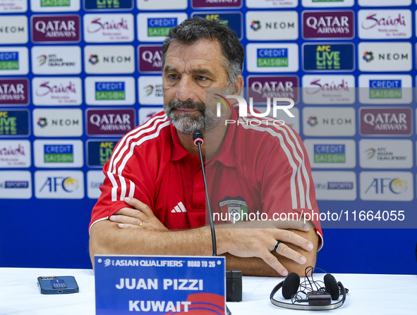 Kuwait team head coach Juan Pizzi attends a press conference at Jassim Bin Hamad Stadium in Doha, Qatar, on October 14, 2024, ahead of the F...