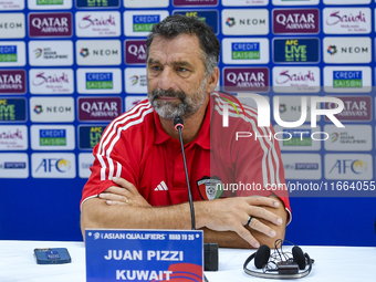 Kuwait team head coach Juan Pizzi attends a press conference at Jassim Bin Hamad Stadium in Doha, Qatar, on October 14, 2024, ahead of the F...