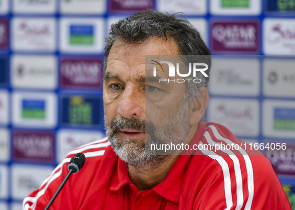 Kuwait team head coach Juan Pizzi attends a press conference at Jassim Bin Hamad Stadium in Doha, Qatar, on October 14, 2024, ahead of the F...